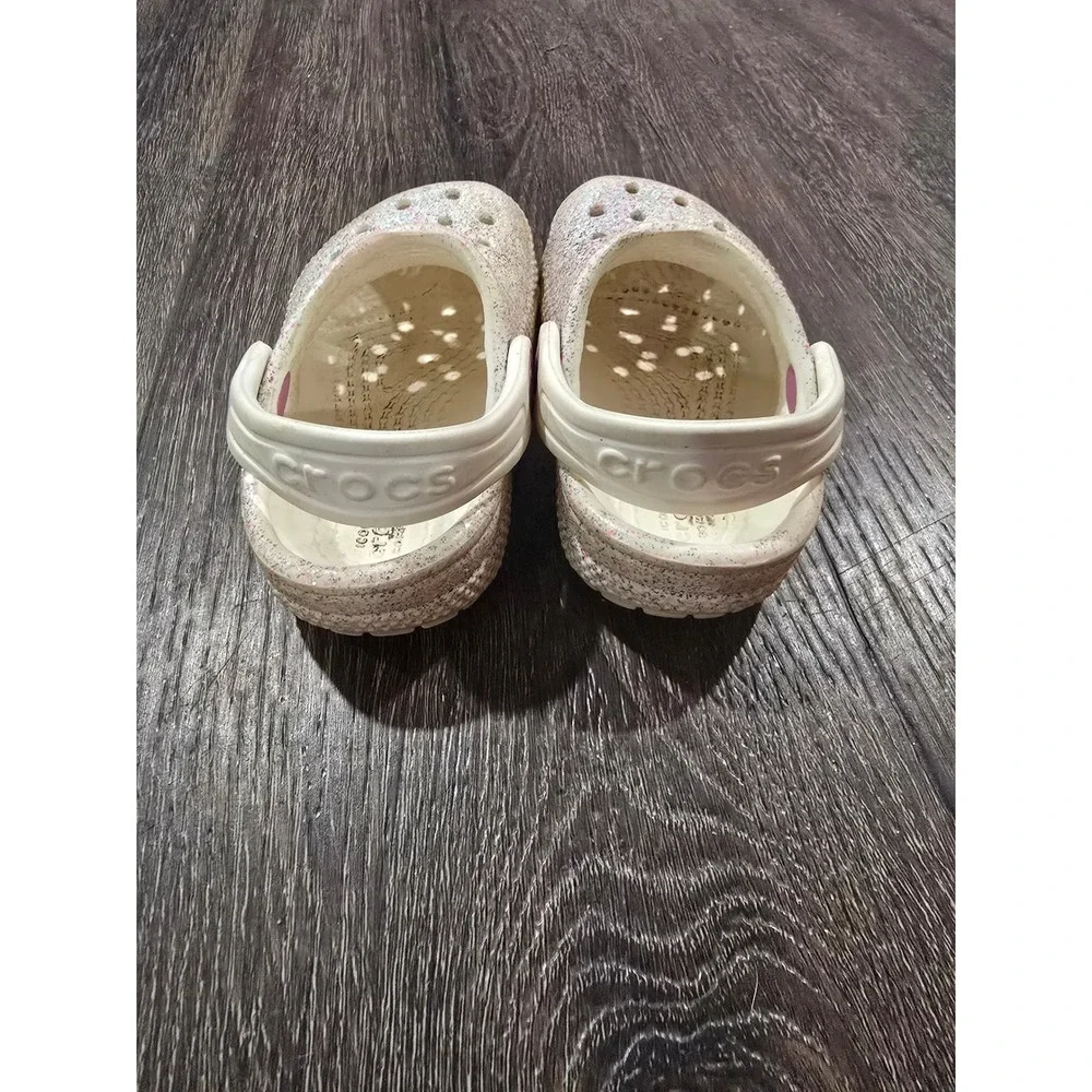 Crocs Classic Glitter Clog Toddler Shoes White Multi Color Sparkle C4